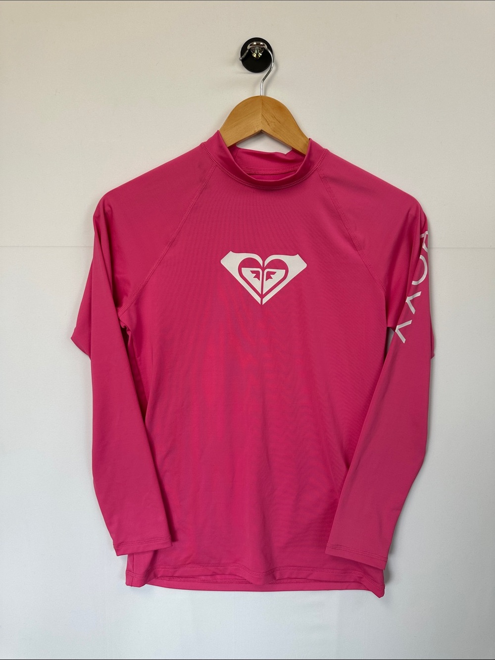 Roxy Pink Long Sleeve Rash Guard Surfing Beach Top Sz M